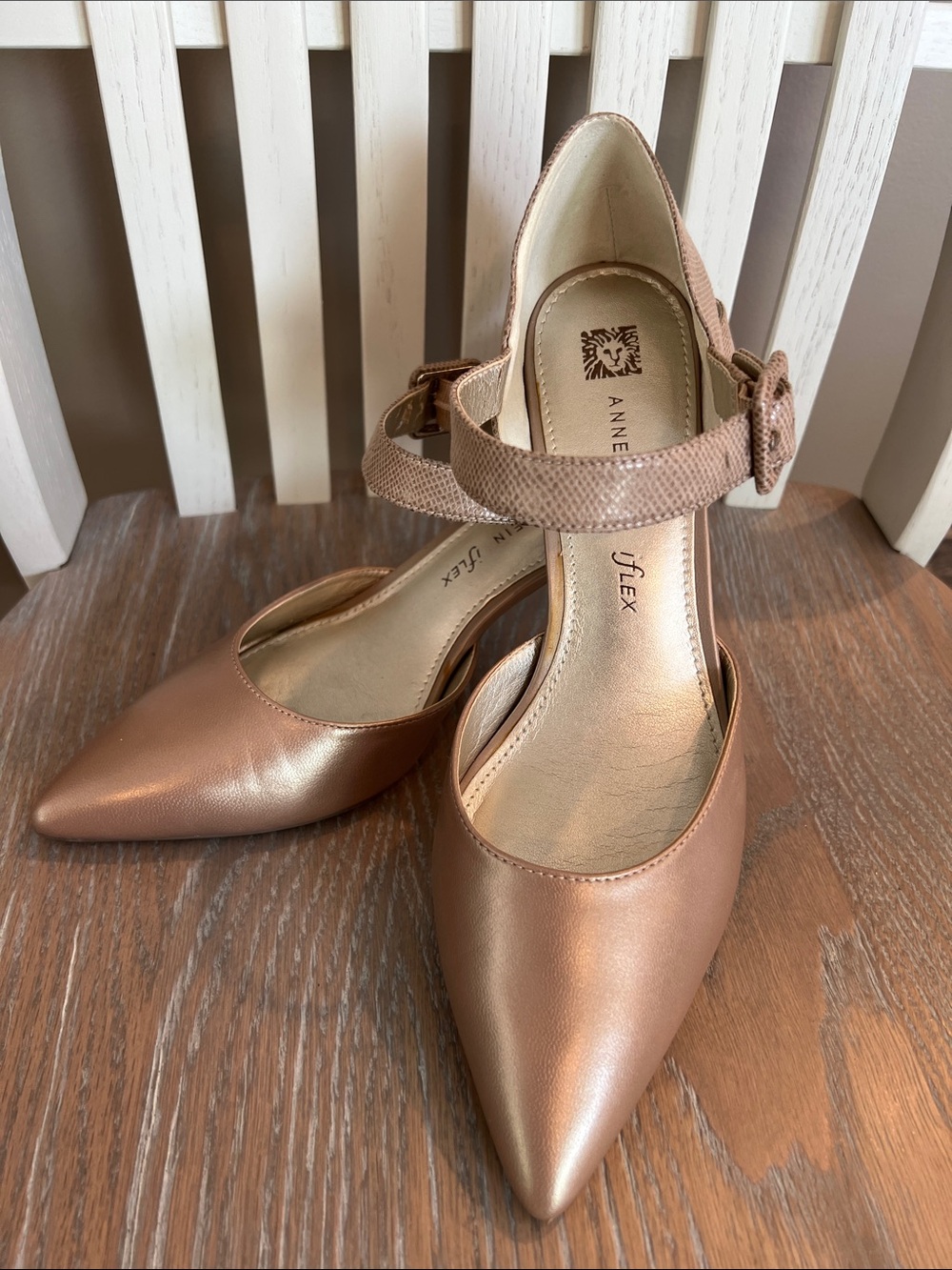 Anne Klein Pointed Toe Ankle Strap Heels Neutral